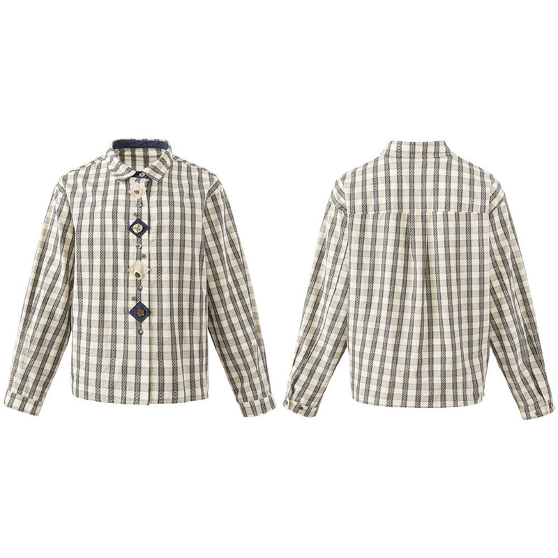 Oversized Plaid Long Sleeve Button-Up Shirt – Relaxed Fit Vintage Check