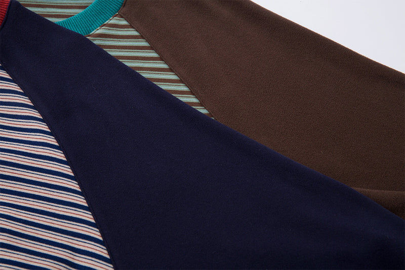 Striped Raglan Long Sleeve Shirt – Colorblock Contrast Sleeve Crewneck Tee
