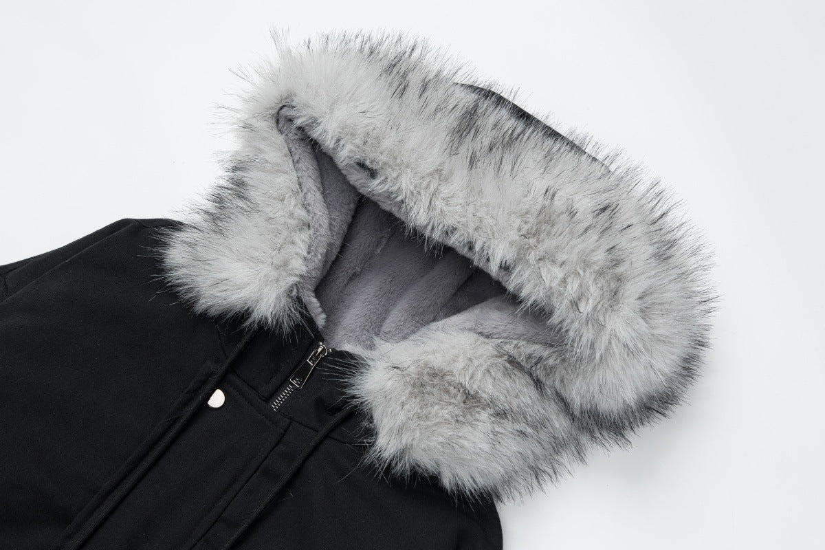 Chaqueta acolchada oversize con capucha y ribete de pelo sintético