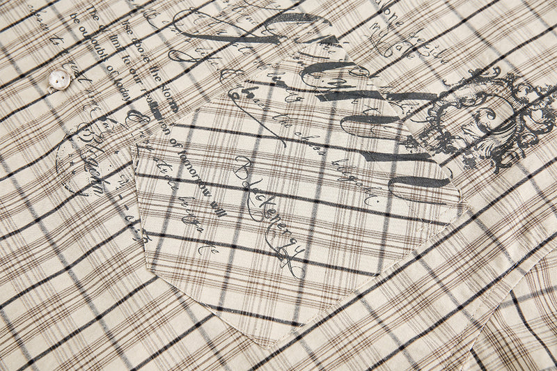 Camisa de Manga Larga de Cuadros para Hombre con Estampado Gráfico de Letras Vintage