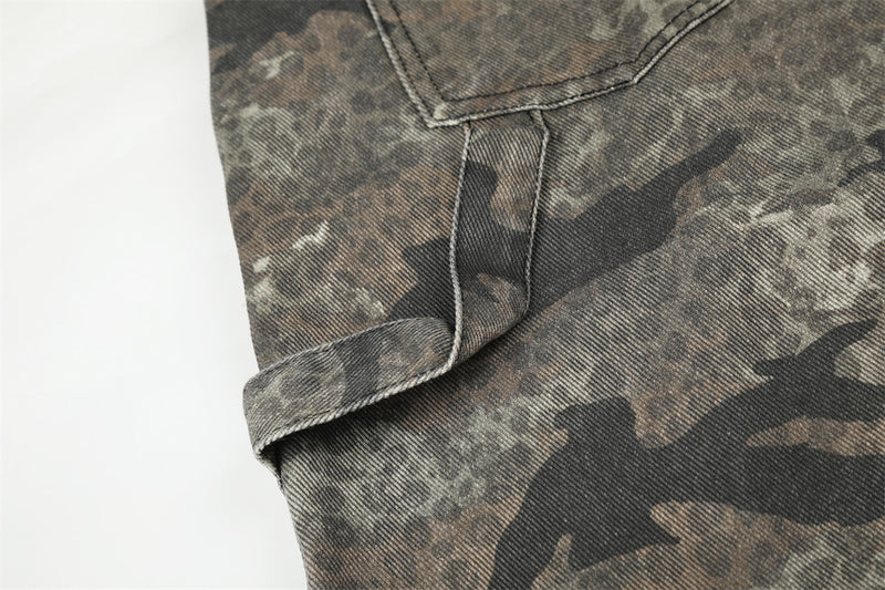 Camo-Cargohose – Wide Leg mit kontrastierendem Panel, Streetwear-Hose
