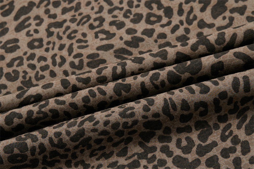 Mafa Vintage Leopard Print Short Sleeve Polo Shirt