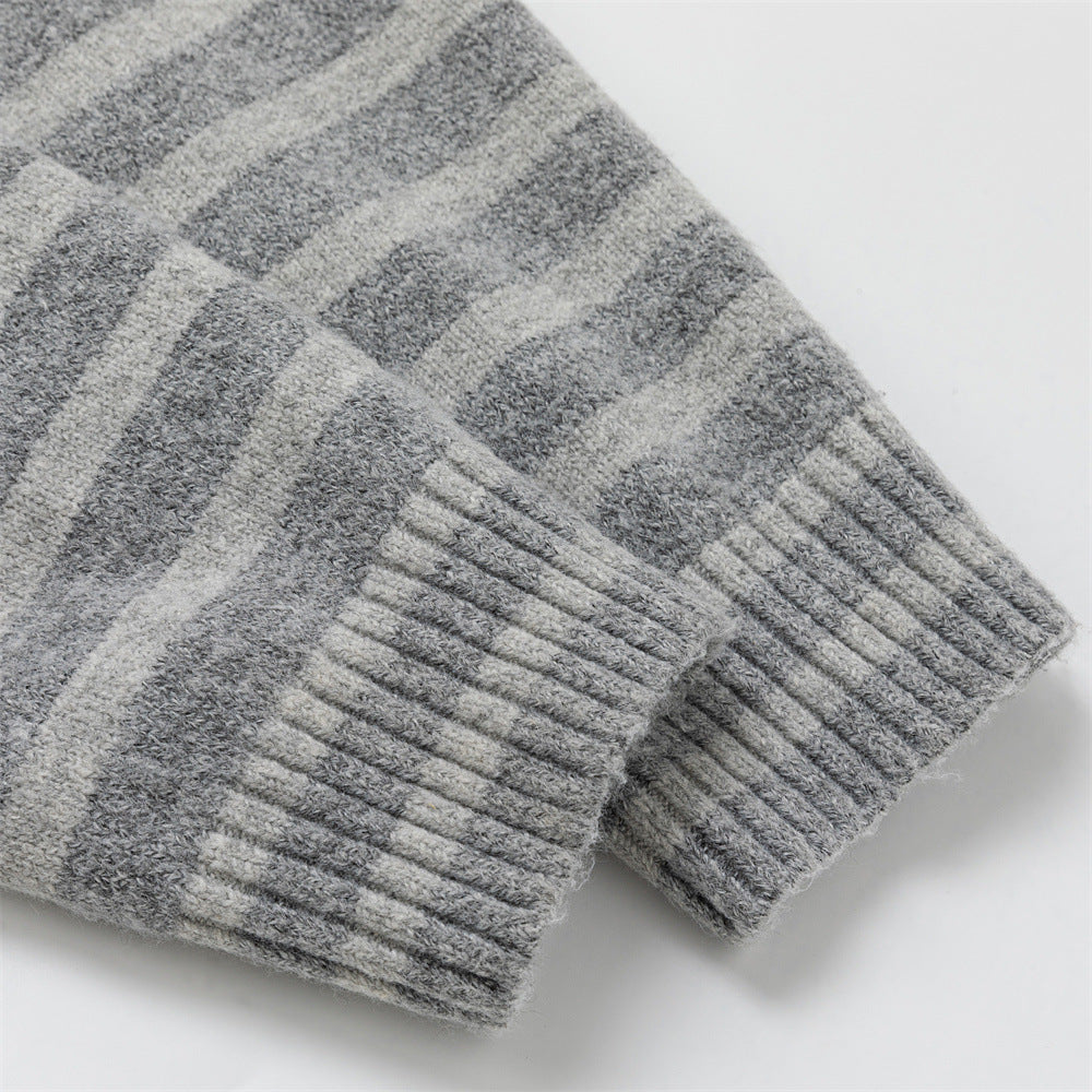 Striped Hooded Knit Cardigan Sweater – Relaxed Fit Button-Front
