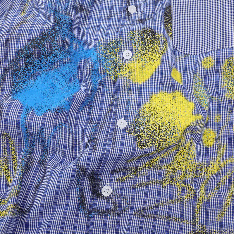 Graffiti Paint Splatter Plaid Long Sleeve Shirt – Oversized Fit