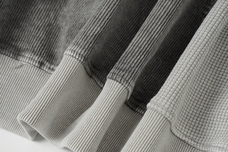 Sweat à capuche zippé quart de zip en maille gaufrée – Design bicolore déconstruit