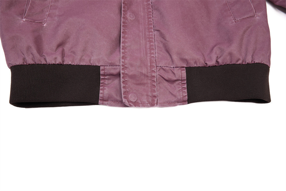 Bomber Jacket for Men – Washed Oversized Fit with Metal Clasp & Pleated Sleeves