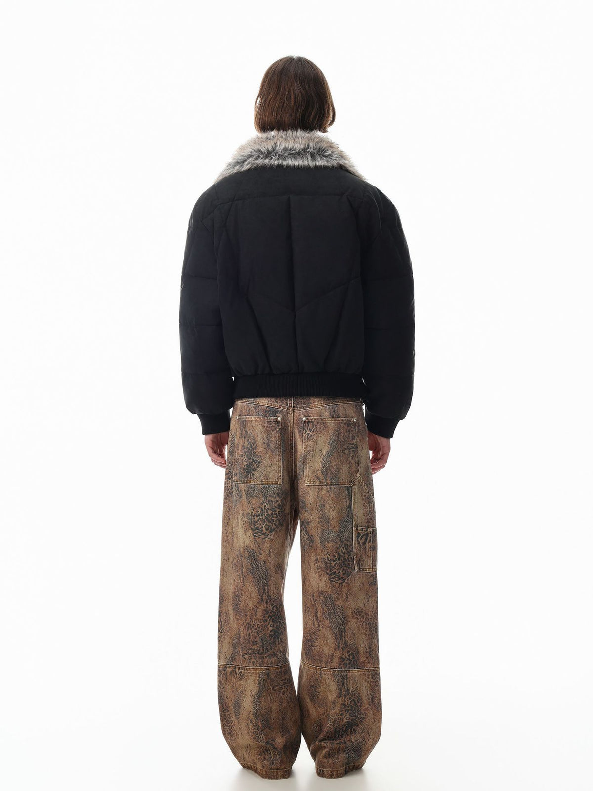 Faux Fur Collar Padded Bomber Jacket – Quilted Puffer Flight Coat