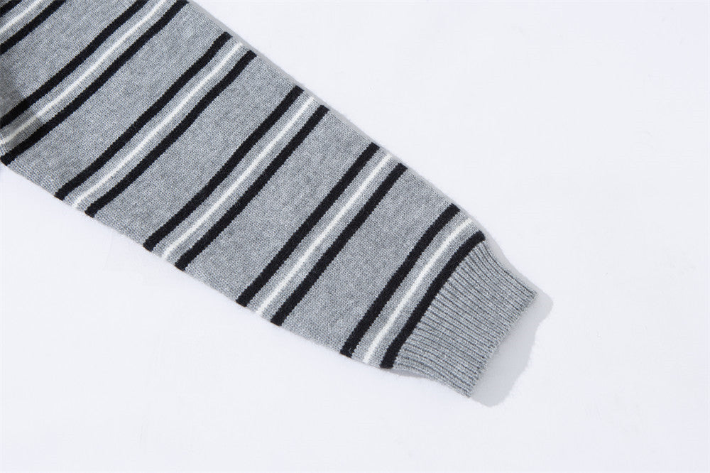 Herren-Strickcardigan mit Streifen und Knopfleiste