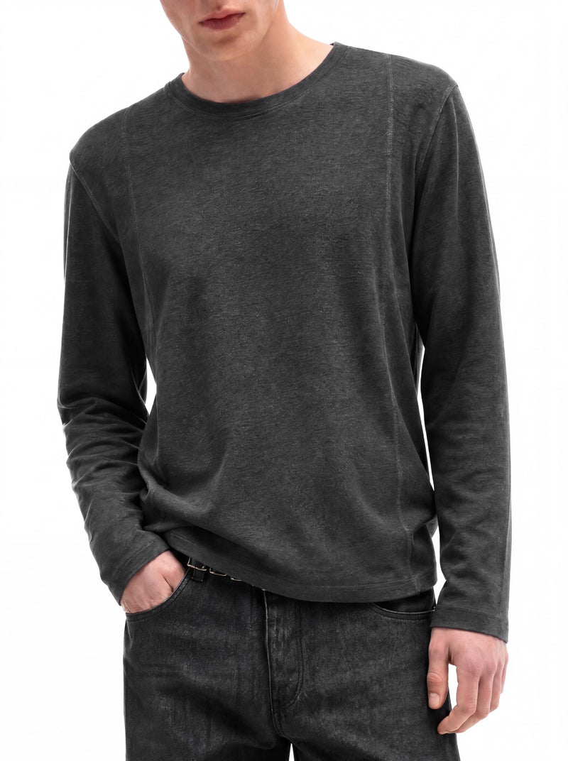 Men's Long Sleeve Crew Neck Shirt – Relaxed Fit Solid Tee