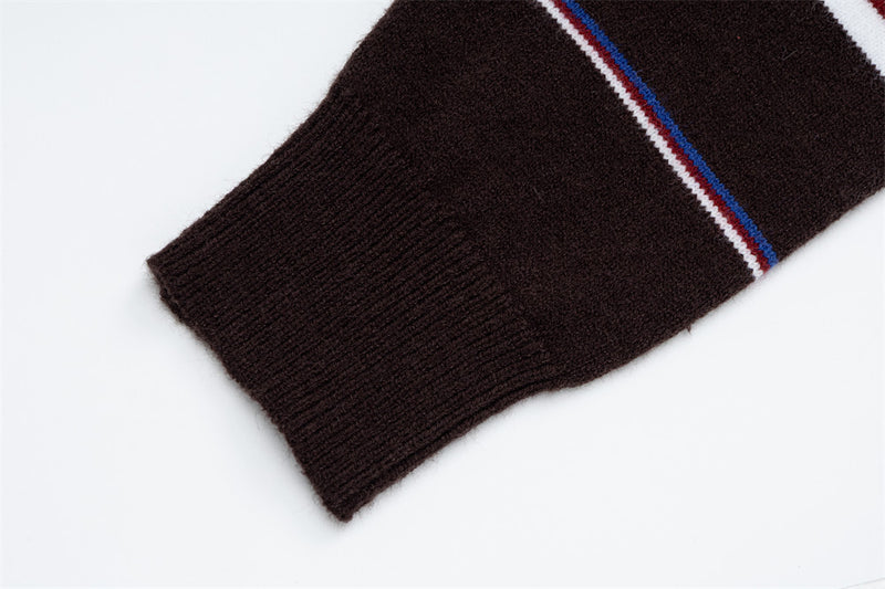 Men's Striped Polo Collar Knit Sweater – Relaxed Fit Long Sleeve