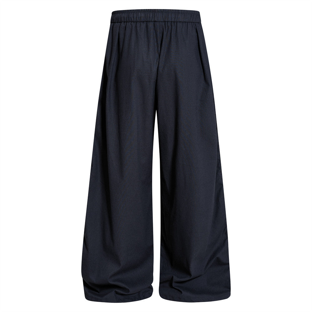 Pantalon de survêtement wide leg – Triple bande latérale, taille élastique à cordon