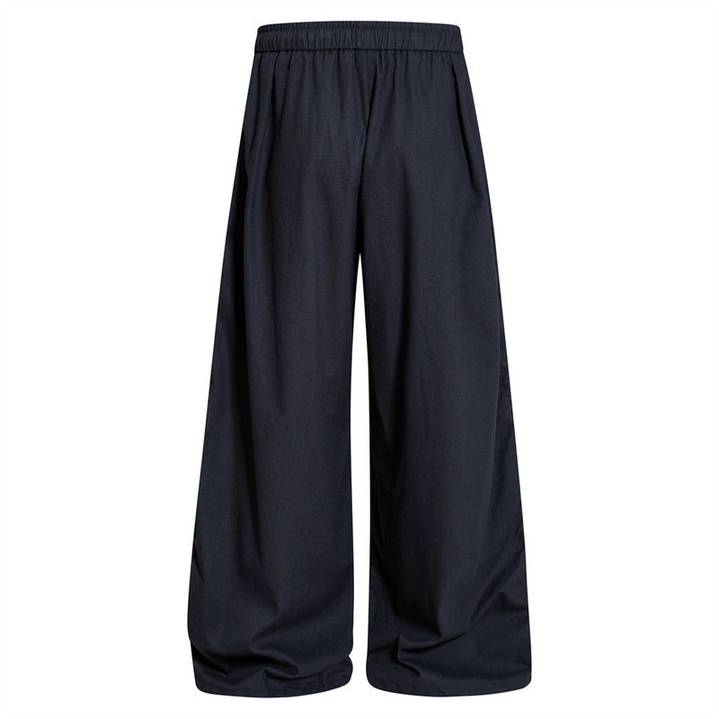 Pantalon de survêtement wide leg – Triple bande latérale, taille élastique à cordon