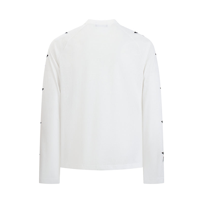 Camiseta gráfica universitaria de manga larga con estrellas – Racing Heart Lace 77
