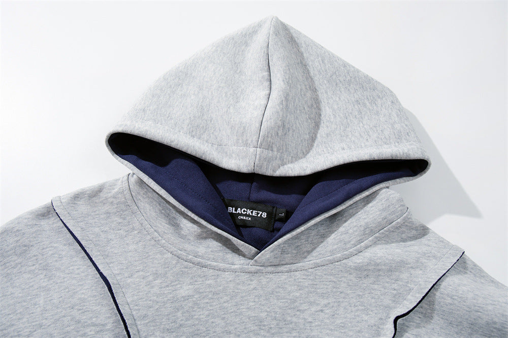 Oversized Pullover Hoodie – Contrast Hood Lining & Exposed Seam Detail