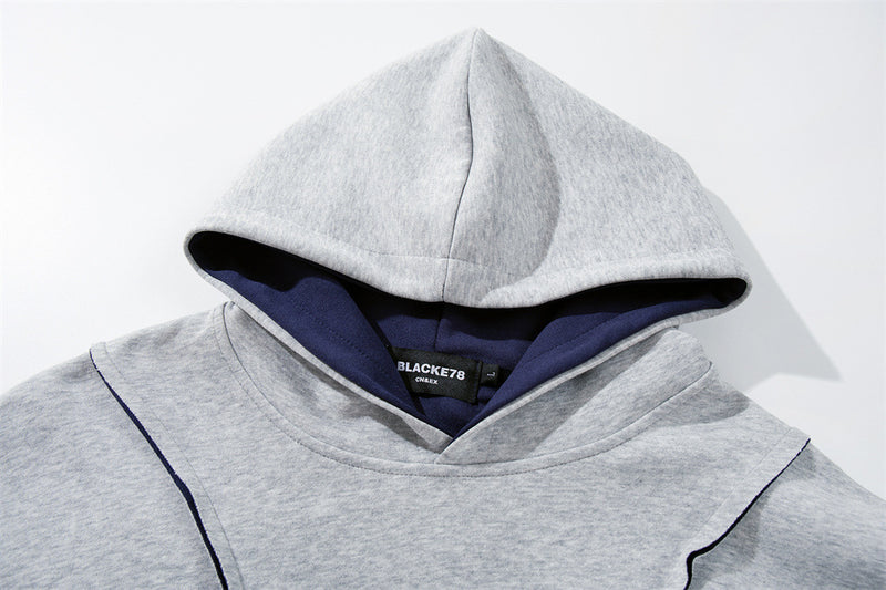 Oversized Pullover Hoodie – Contrast Hood Lining & Exposed Seam Detail