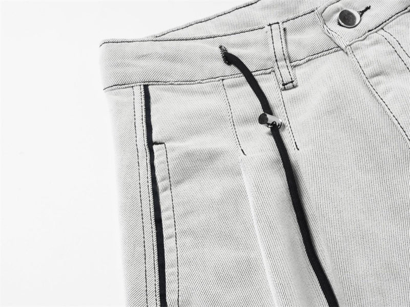 Wide-Leg Jeans Men's Deconstructed Contrast Stitch Baggy Denim Pants