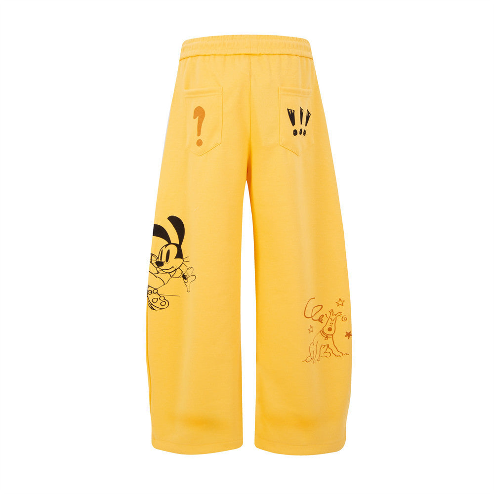 Mickey Mouse Graphic Print Wide-Leg Sweatpants – Y2K Hip Hop Street Style