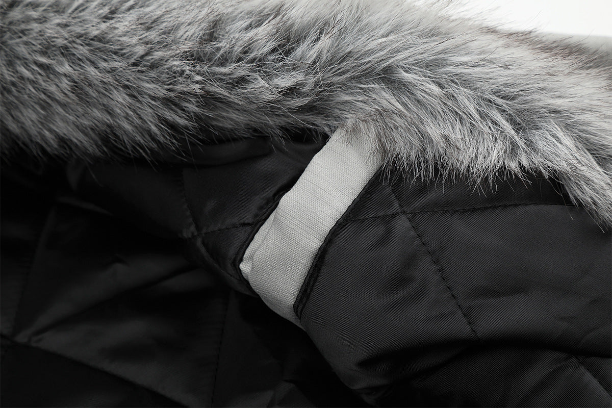 Studded Faux Fur Collar Bomber Jacket – Padded Moto-Inspired Winter Coat