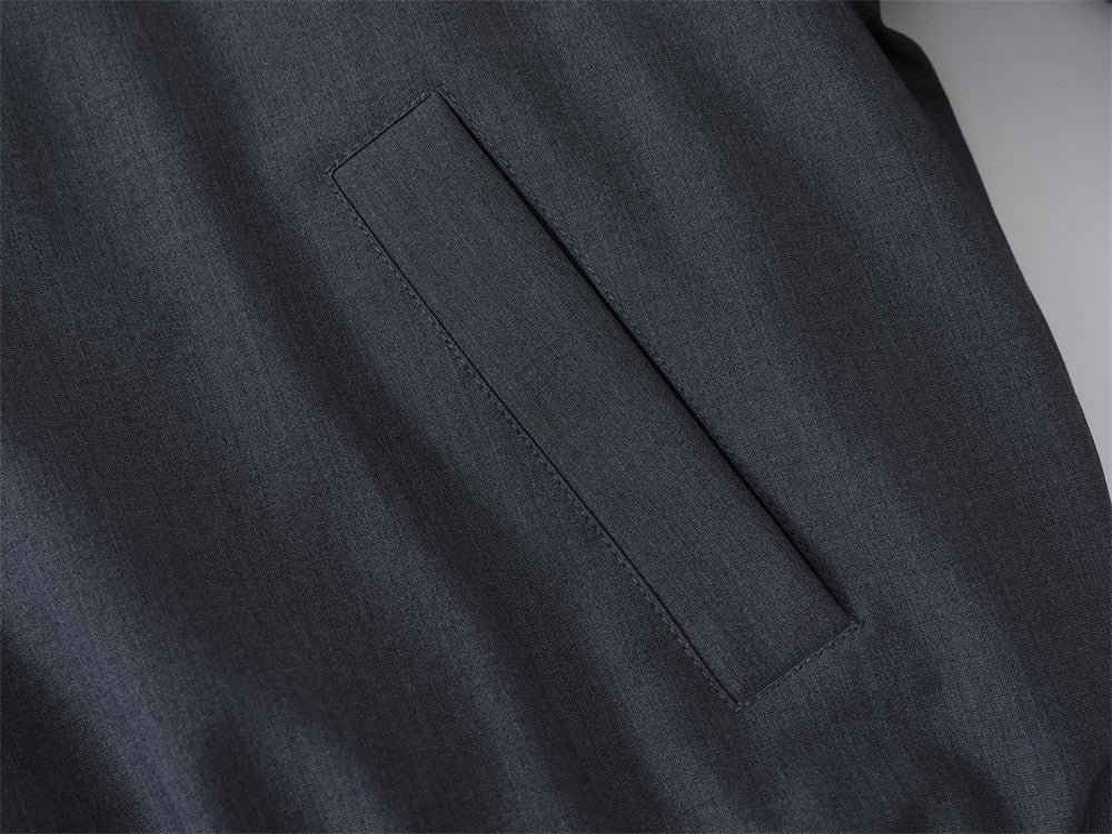 Blouson bomber pour homme à double zip et patte boutonnée – Gris
