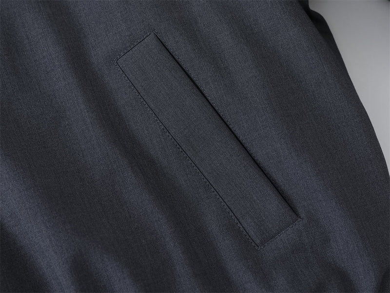 Blouson bomber pour homme à double zip et patte boutonnée – Gris