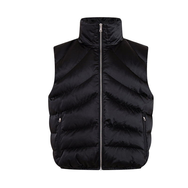 Quilted Puffer Vest Zip-Up Sleeveless Jacket with Stand Collar