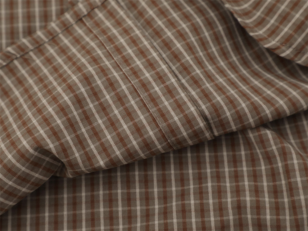 Plaid Long Sleeve Shirt with Varsity Graphic Print – Oversized Relaxed Fit