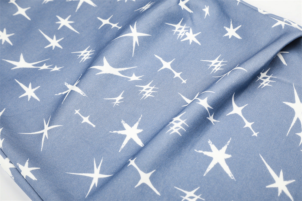 Star Print Wide-Leg Sweatpants – Men's Loose Fit Streetwear Pants in Blue