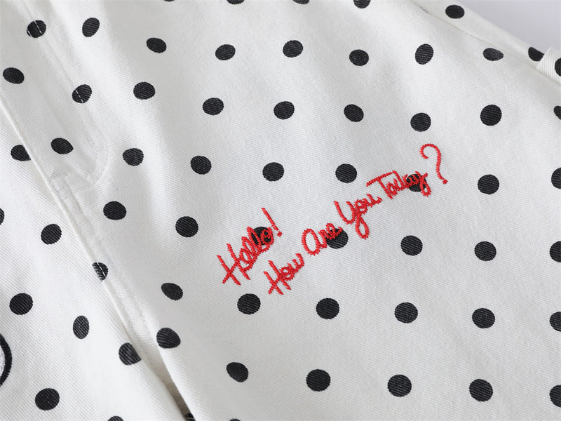 Pantalon baggy wide-leg à pois avec broderies cartoon dalmatien