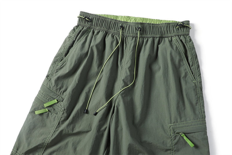 Cargo Work Pants for Men – Wide-Leg Multi-Pocket Utility Trousers with Contrast
