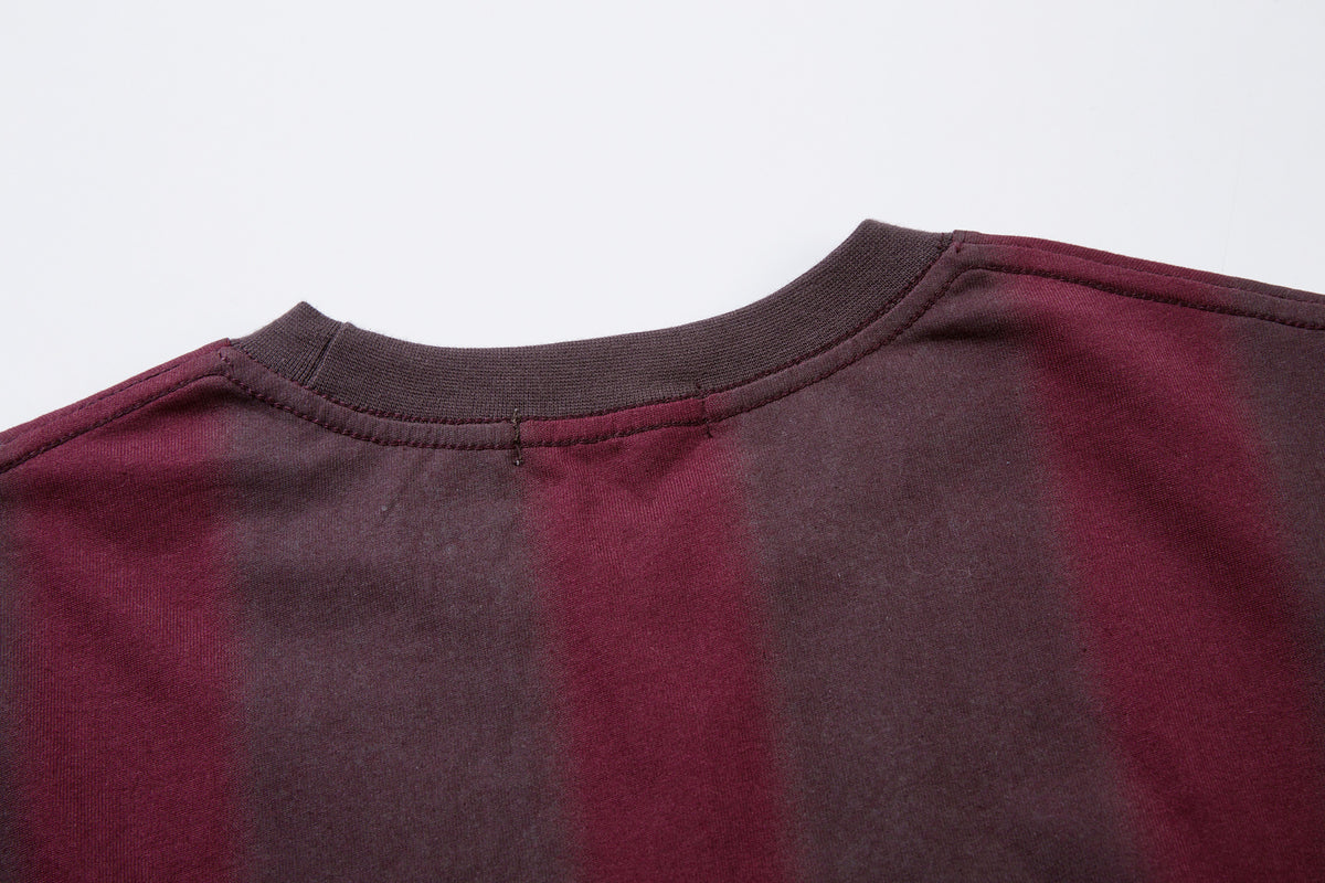 Long Sleeve Striped Soccer Jersey Shirt – Vintage Washed Oversized Fit