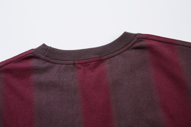 Long Sleeve Striped Soccer Jersey Shirt – Vintage Washed Oversized Fit