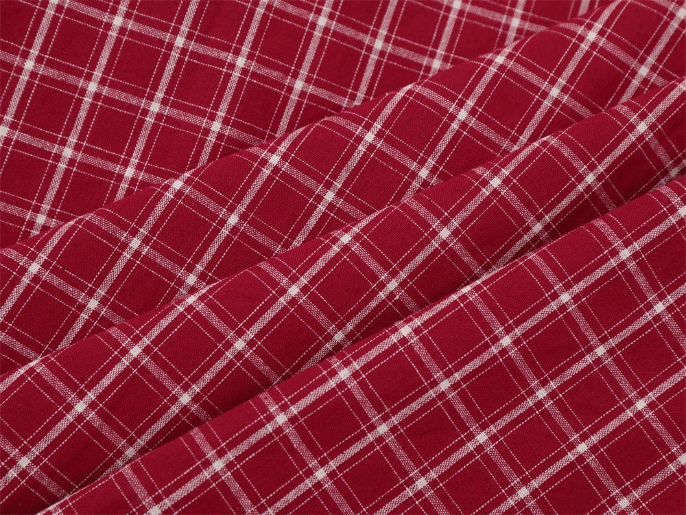 Mens Red Button Up Shirt Plaid Star Patch Long Sleeve Oversized Flannel
