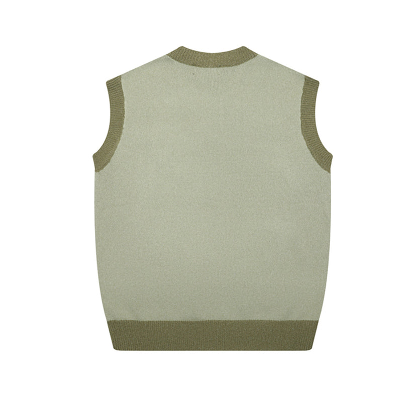 Floral Embroidery V-Neck Sweater Vest – Cottagecore Knit Sleeveless Top