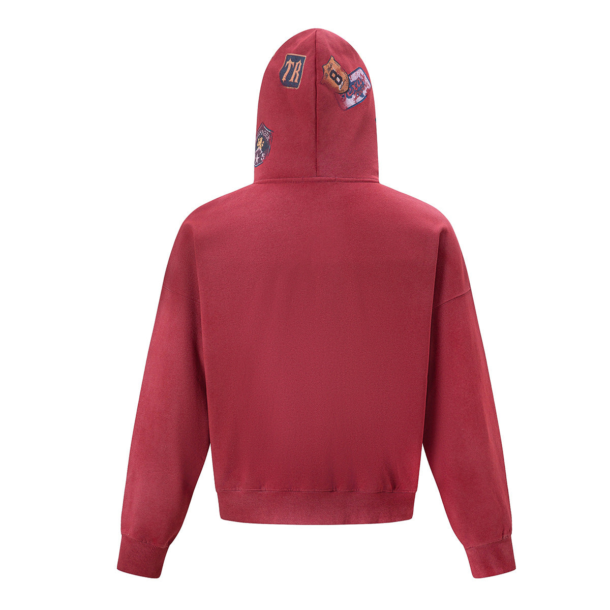 Sweat à capuche zippé carré à écussons brodés – Hoodie streetwear acid-wash