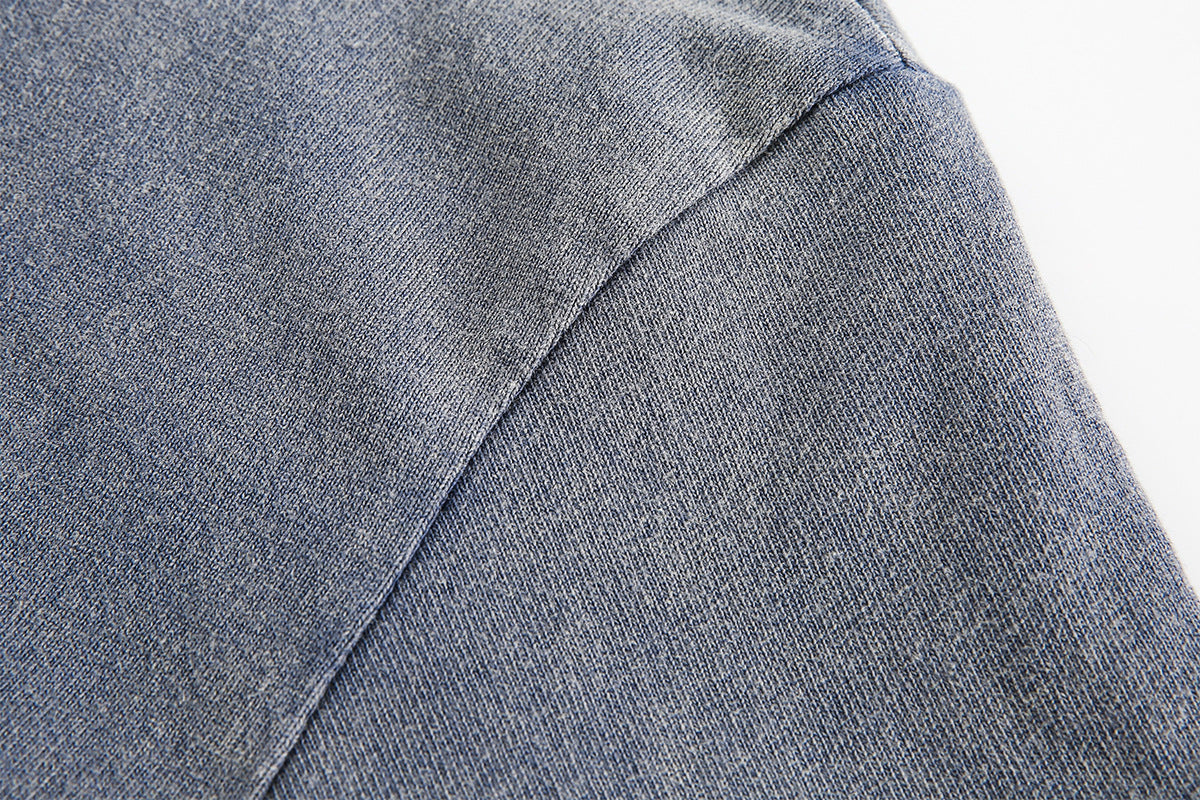 T-shirt Henley manches longues à effet superposé, à carreaux et délavé – Chemise streetwear oversize
