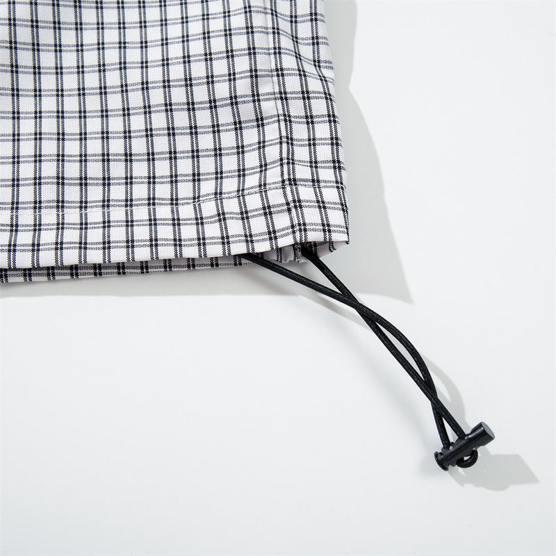 Plaid Long-Sleeve Shirt – Oversized Fit with Drawstring Hem