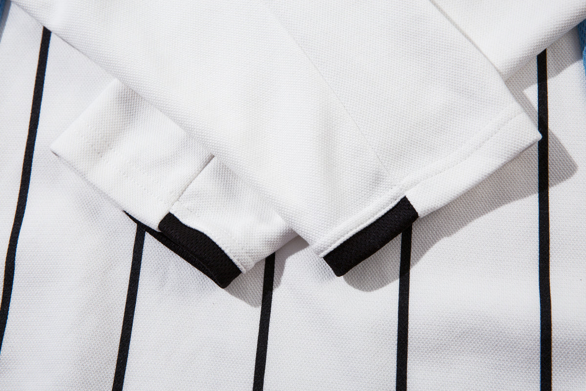 Long Sleeve Athletic Shirt Retro Soccer Jersey – Oversized Pinstripe Football