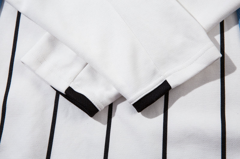 Long Sleeve Athletic Shirt Retro Soccer Jersey – Oversized Pinstripe Football