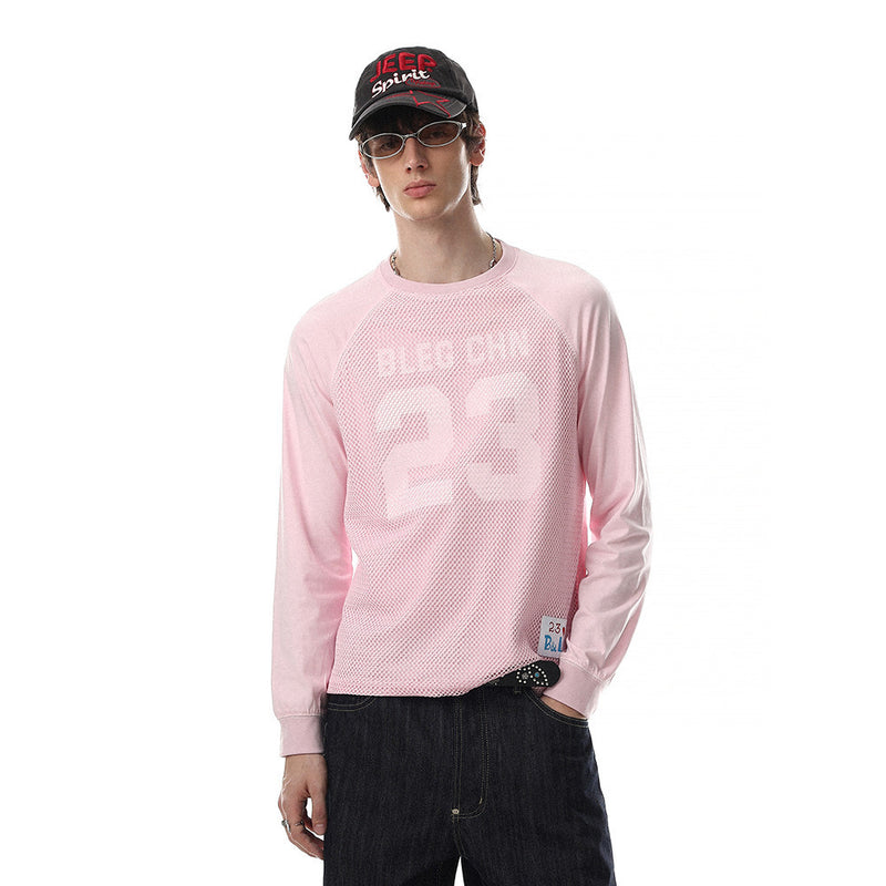 Men's Long Sleeve Tee Shirts – Number 23 Mesh Graphic Raglan Top