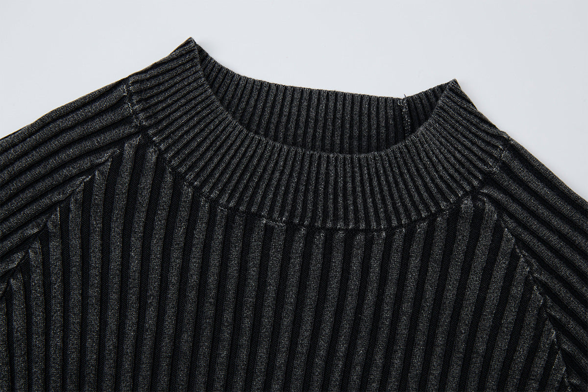 Underground Ribbed Crew Neck Sweater – Washed Slim-Fit Knit Top