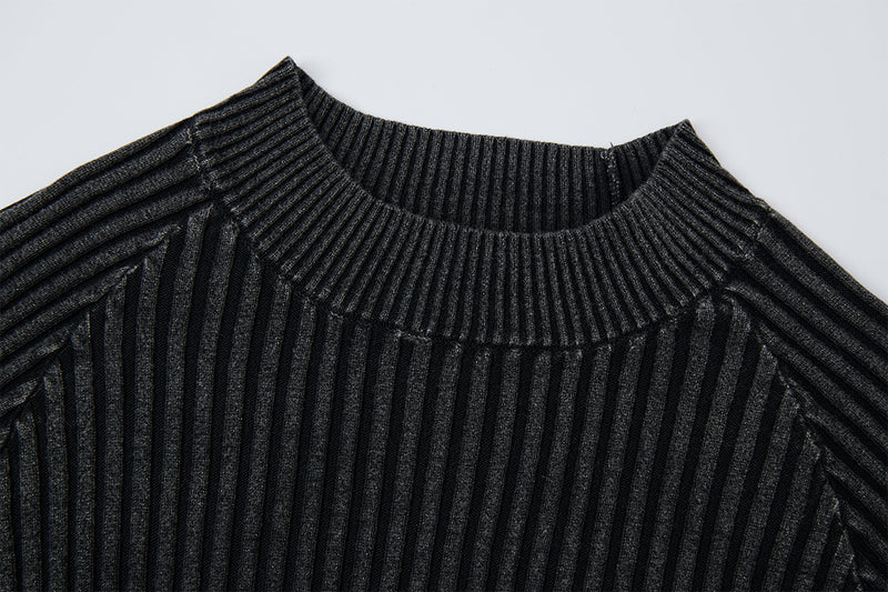Underground Ribbed Crew Neck Sweater – Washed Slim-Fit Knit Top