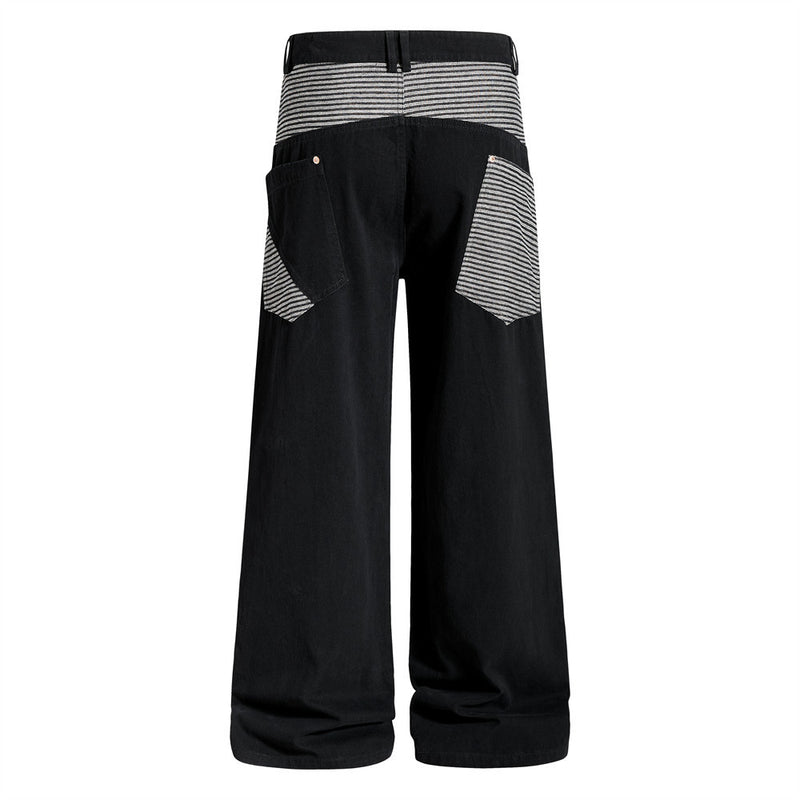 Wide-Leg Cargo Pants with Contrast Stripe Pockets – Men's Relaxed Straight