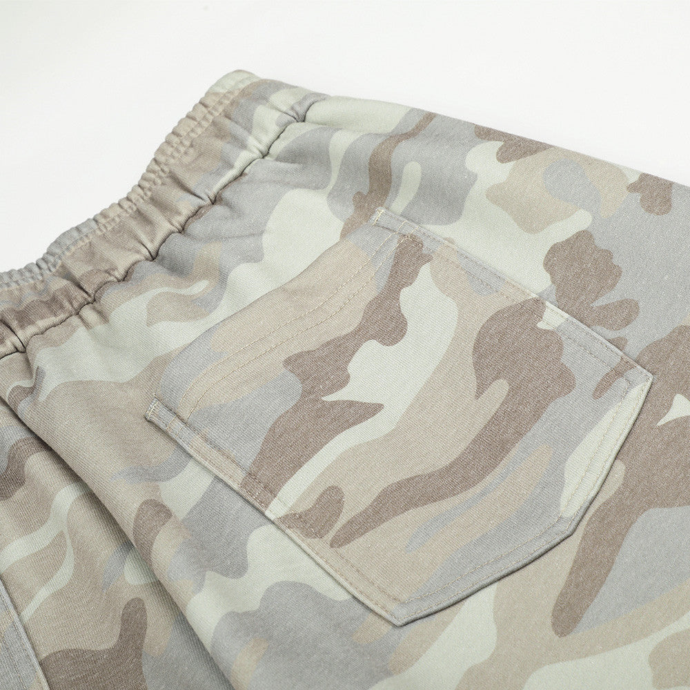 Pantalon de survêtement homme camouflage wide leg à cordon – Coupe décontractée