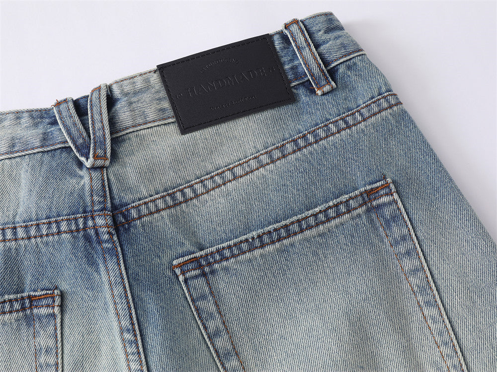 Wide-Leg Baggy Jeans Men – Light Blue Vintage Washed Straight Fit