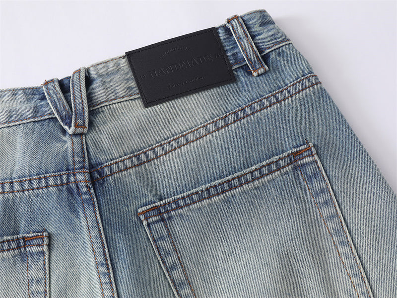 Wide-Leg Baggy Jeans Men – Light Blue Vintage Washed Straight Fit