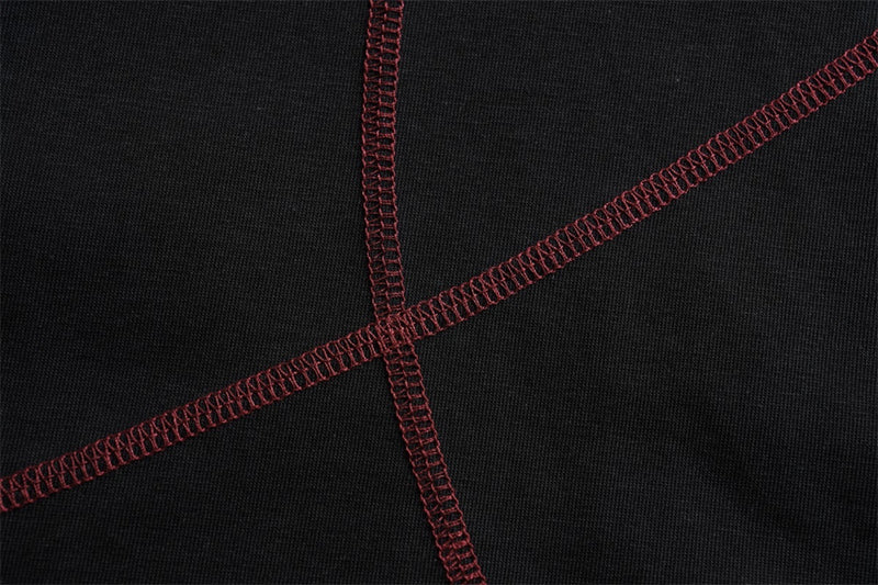 Oversized Irregular Stitch Contrast Snap-Shoulder T-Shirt