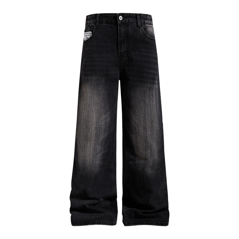 Wide-Leg Baggy Jeans – Vintage Washed Straight-Cut Denim