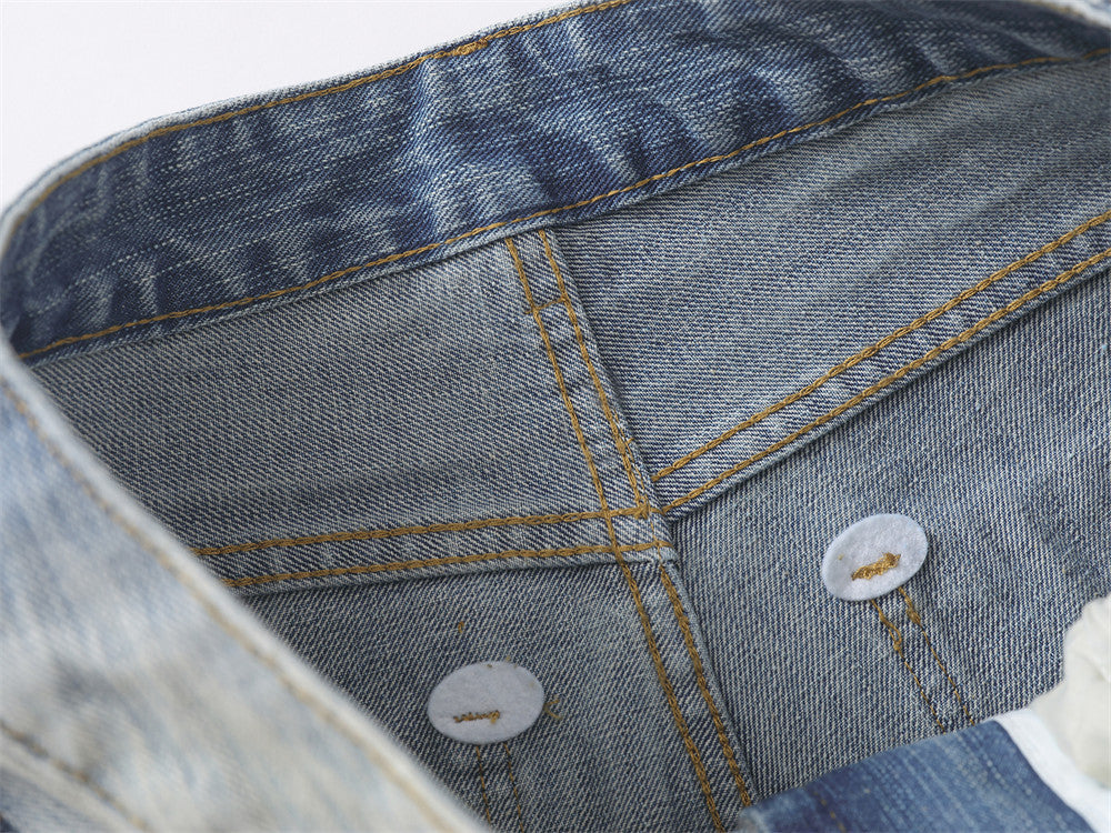 Wide-Leg Baggy Jeans – Men's Light Blue Vintage Washed Straight Denim
