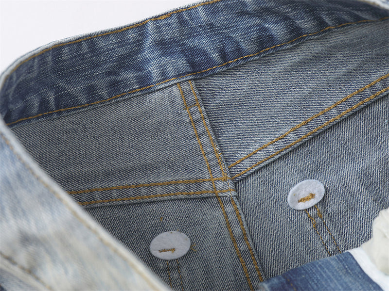 Wide-Leg Baggy Jeans – Men's Light Blue Vintage Washed Straight Denim