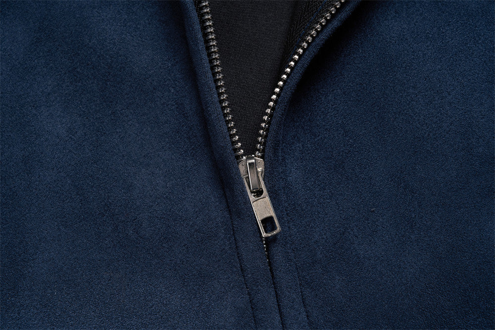 Zip-Up Hoodie with Star Sleeve Detail and Gothic Logo — Oversized Suede-Finish
